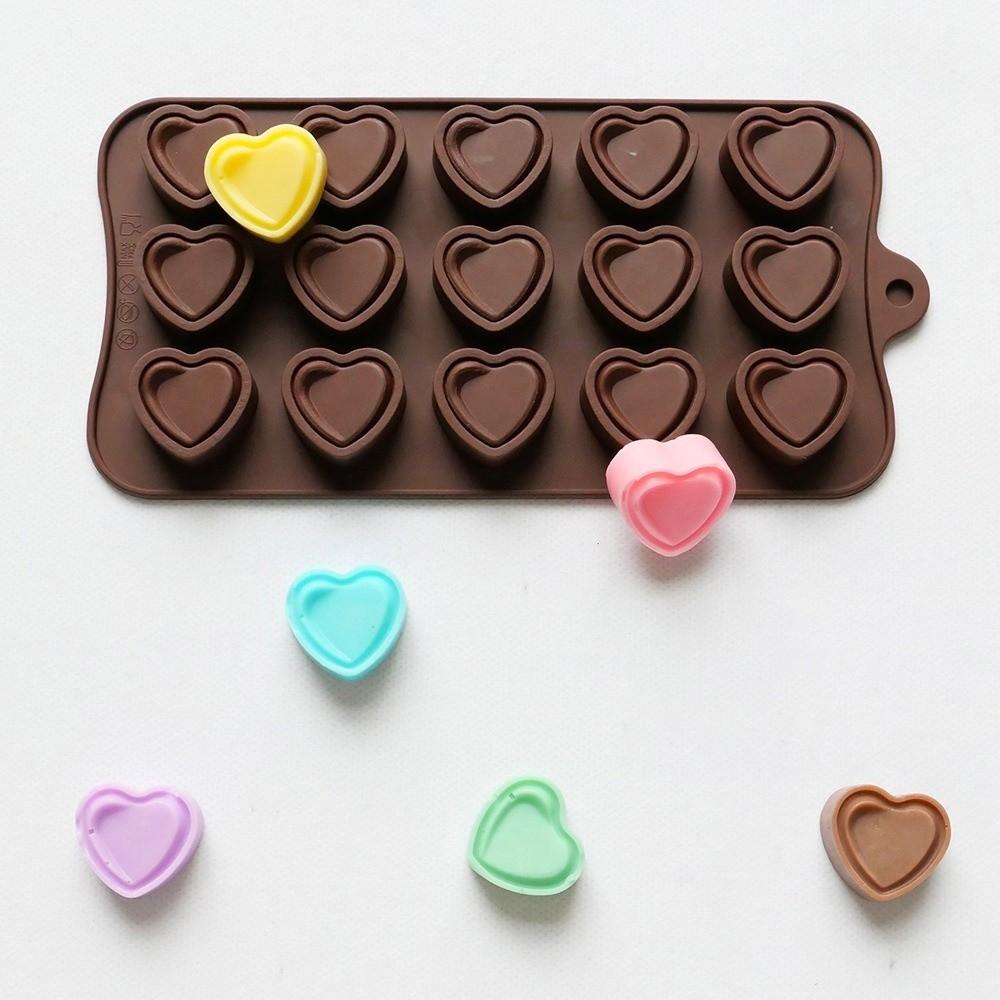 Bite Size Silicone Chocolate Molds 15 Holes Non-Stick Candy Molds Chocolate Heart Molds for Baker