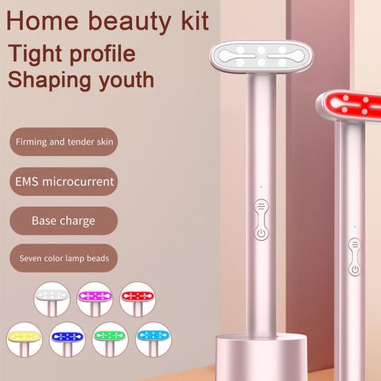 Терапевтическая палочка красного света, массажер для глаз, зарядка через USB, быстрое впитывание, 7-в-1, массажная палочка для ухода за кожей лица и лица