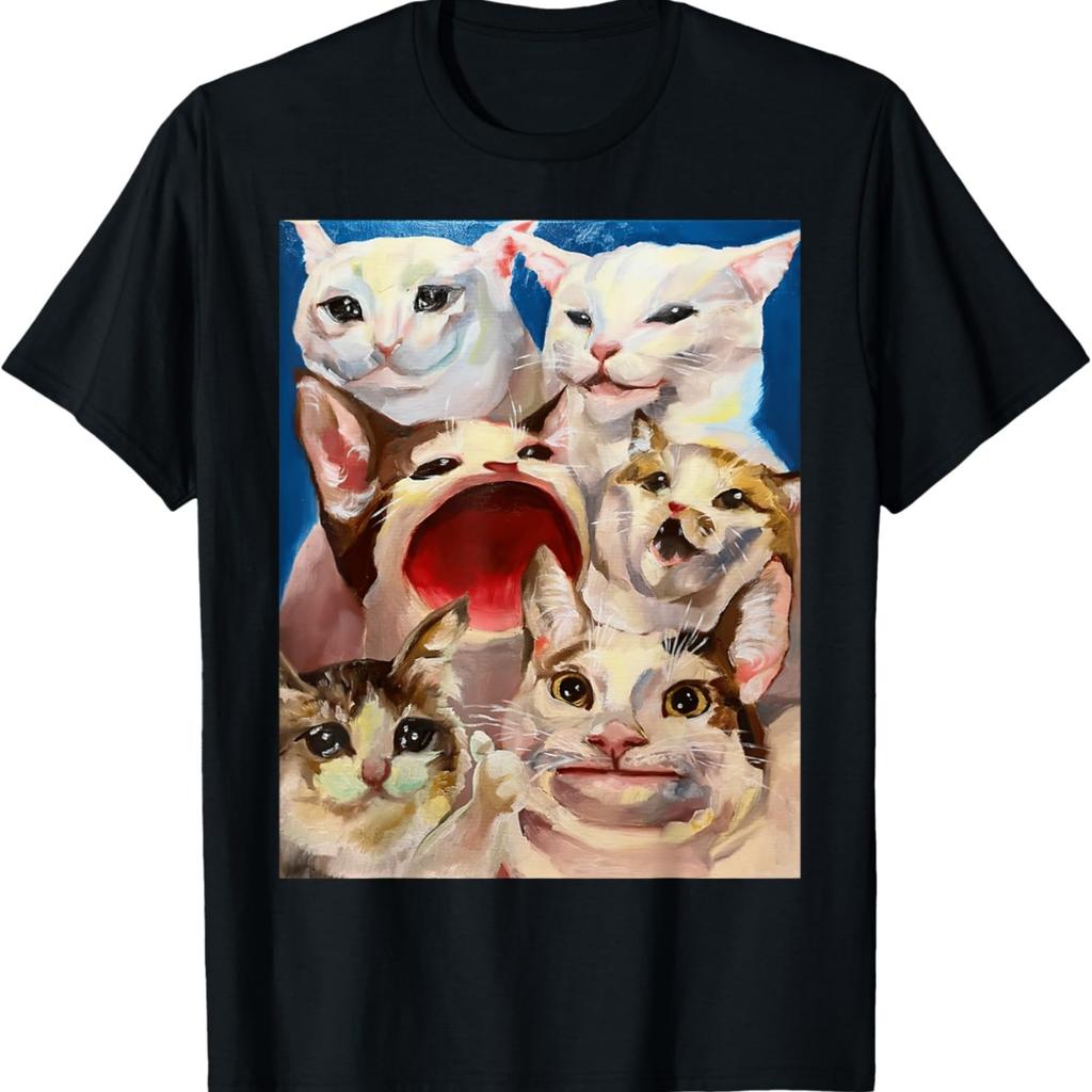 Смешная футболка с котом, плачущим за обеденным столом, Pop Cat, вежливым котом, мем-кот, для мужчин, женщин, девочек, детей