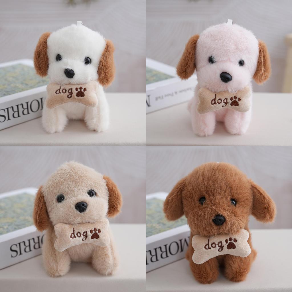 Cute Dog Plush Doll With Bone Decor And Letter Embroidery For Children And Fans