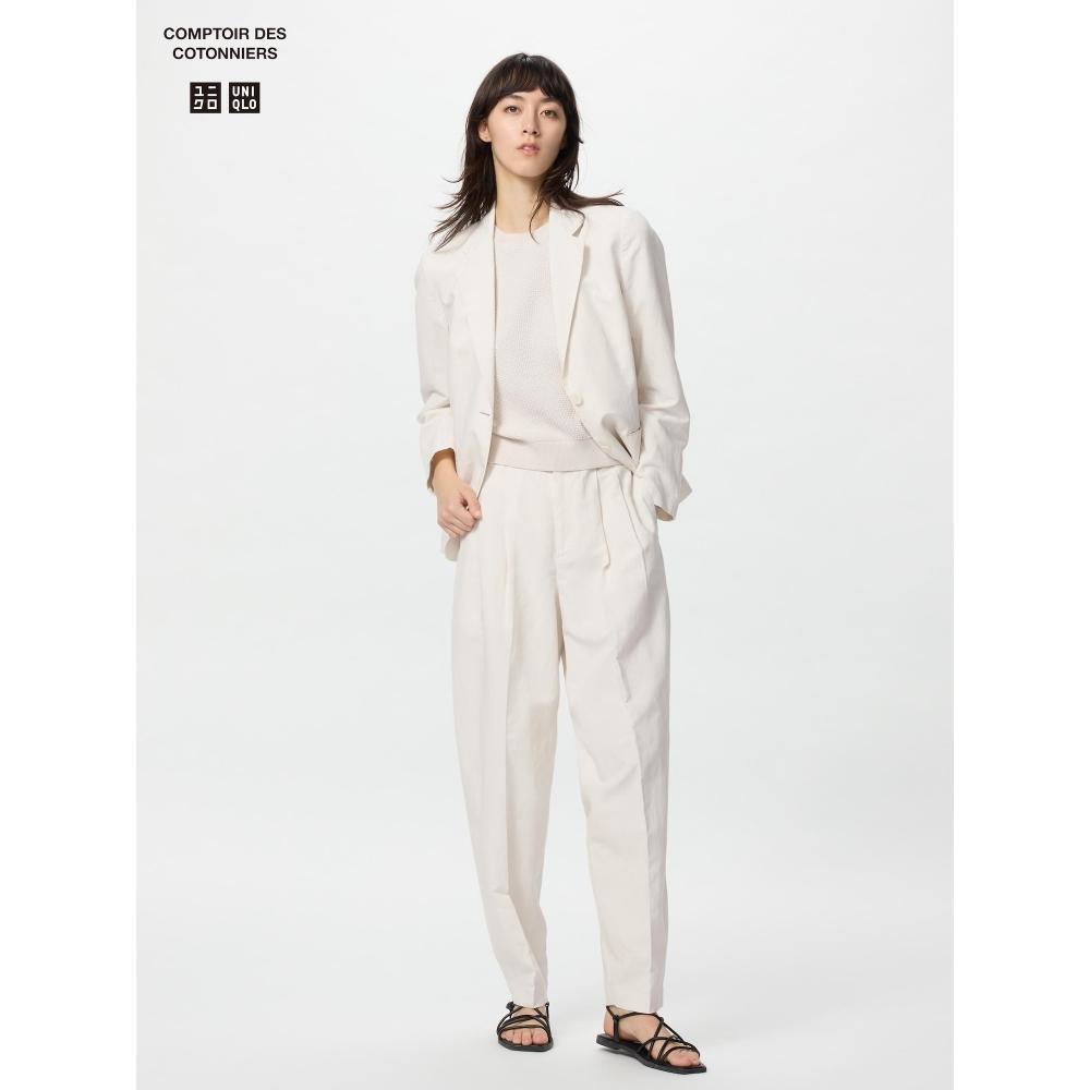Uniqlo Длинные брюки из японской льняной смеси Barrel Leg