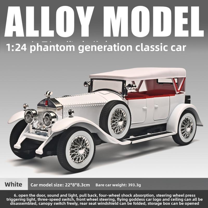 Симуляция 1/24 Rolls-Royce Phantom Винтажный автомобиль Сплав Модель автомобиля Коллекция Украшения Звук Свет Инерционный механизм Подарок для мальчика Звук Свет Миниатюра