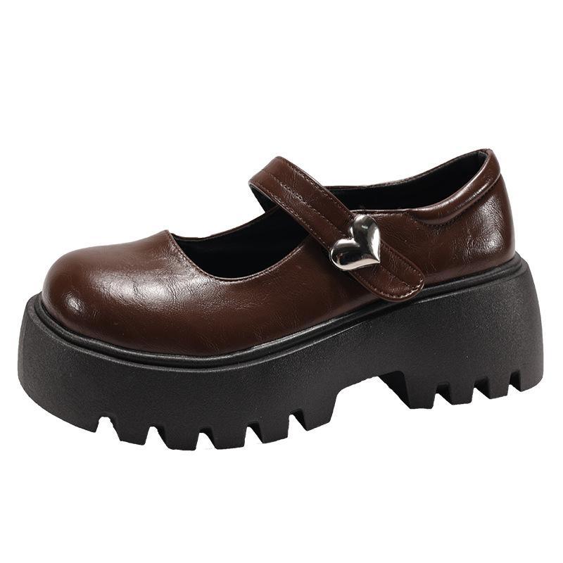 Модные повседневные коричневые ретро туфли на платформе из маленькой кожи женские 2025 новые весна и осень юбка французские туфли Мэри Джейн