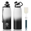 FJbottle 1.5 Liter Vacuum Insulated Sports Bottle, Keeps Hot and Cold Drinks Hot or Cold, Wide Mouth, Easy To Clean, Stainless Steel, Mug, Includes Cl