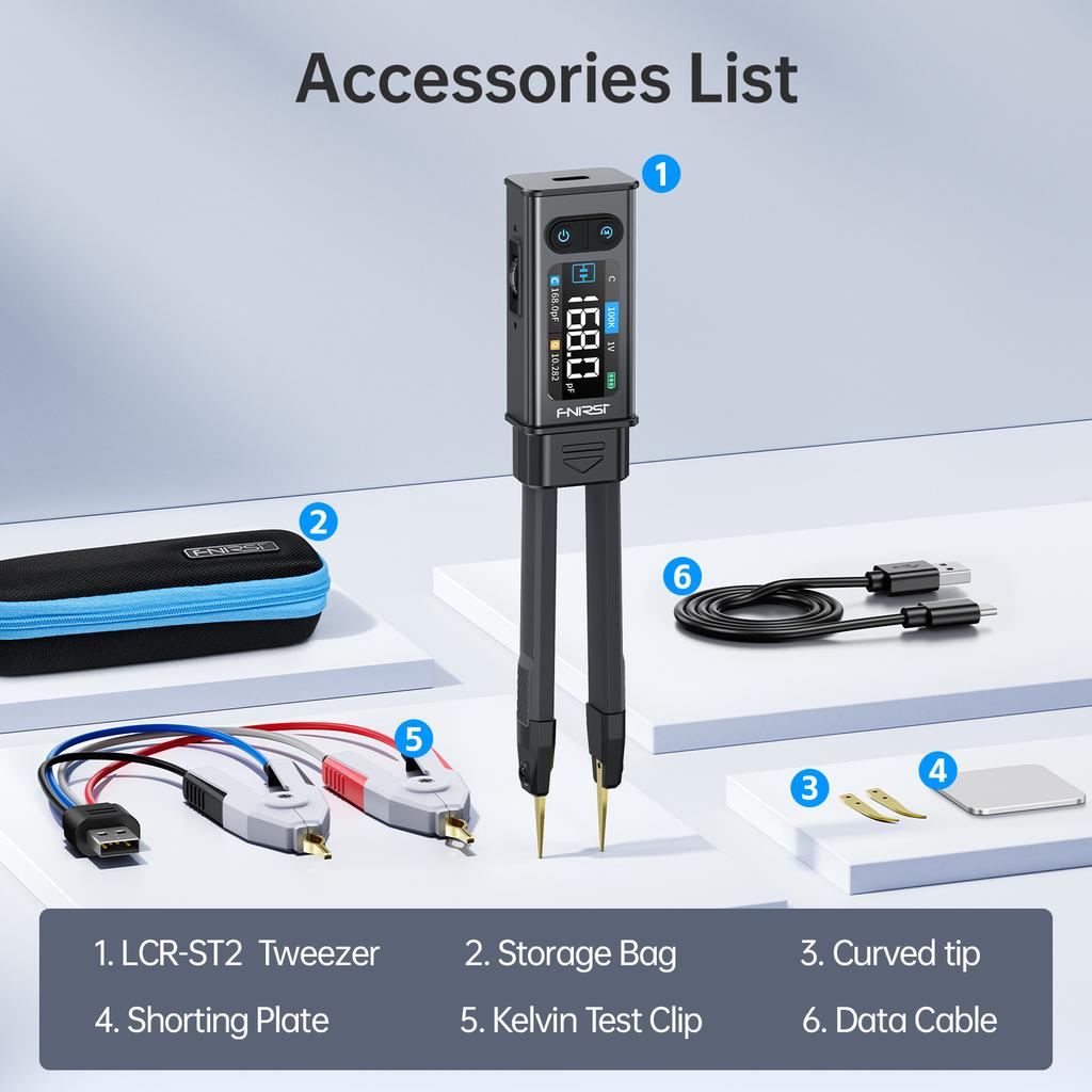 FNIRSI LCR-ST2 2-в-1 Цифровой Пинцет-Мост LCR ESR-метр SMD Тестер Кельвин-Зажим Электронный Компонент Многофункциональный Тестер Инструмент