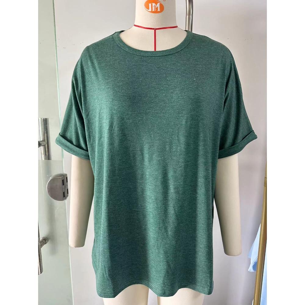 Spring and Summer New Solid Color Round Neck Loose Short-sleeved T-shirt Top Women