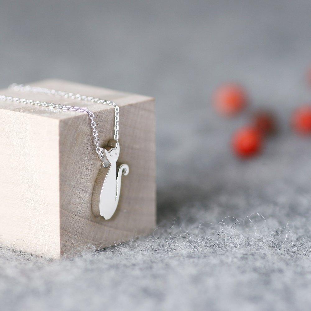 Расслабляющее ожерелье с кошкой из серебра 925 пробы с подарочным облаком-ювелирными изделиями (Драгоценности в облаке) CN-1 [Деревянный ящик] CN-1