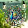 3D Peacock Mandala Wind Chime Metal Art Decor with 360 Rotating Hook for Outdoor Garden Patio Yard Decoration Blue Green Purple Golden