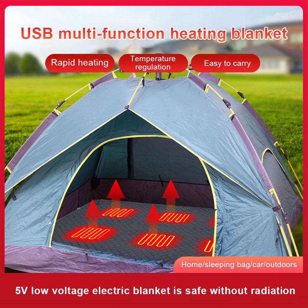 USB Electric Heating Pad Electric Blanket Outdoor Camping Heated Mat Sleeping Thermal Pad Winter Foot Warmer Pad 180x150cm
