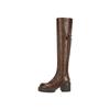 Grape Mom Studiolee Legs Fine Girl~ Washed Horse Skin Round Head Skinny Thick Bottom Thick Heel Over Knee Boots Women