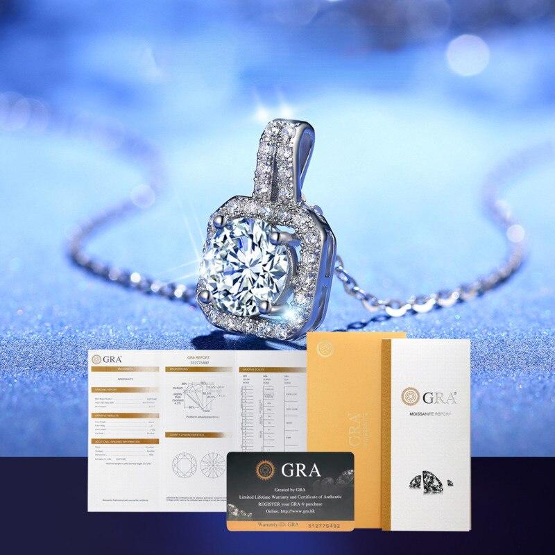 BagueRingen настоящий 1ct D цвет муассанит свадебный кулон ожерелье 100% стерлингового серебра 925 пробы сверкающее помолвочное вечерние ювелирные изделия