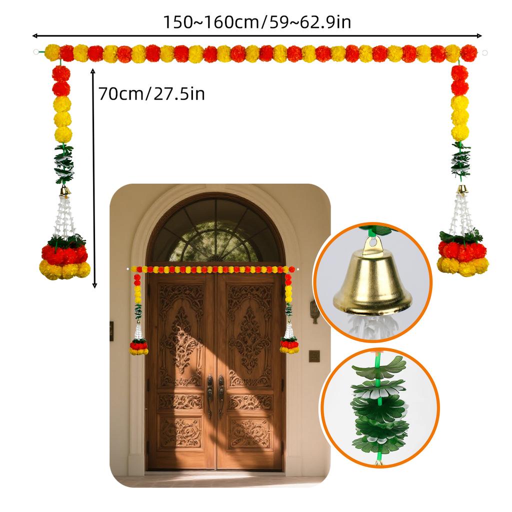 5-50Pcs Marigold Garland Flower Day of The Dead Diwali Decoration Wedding Faux Marigold Mexican Party Prayer Fest Indian Decor