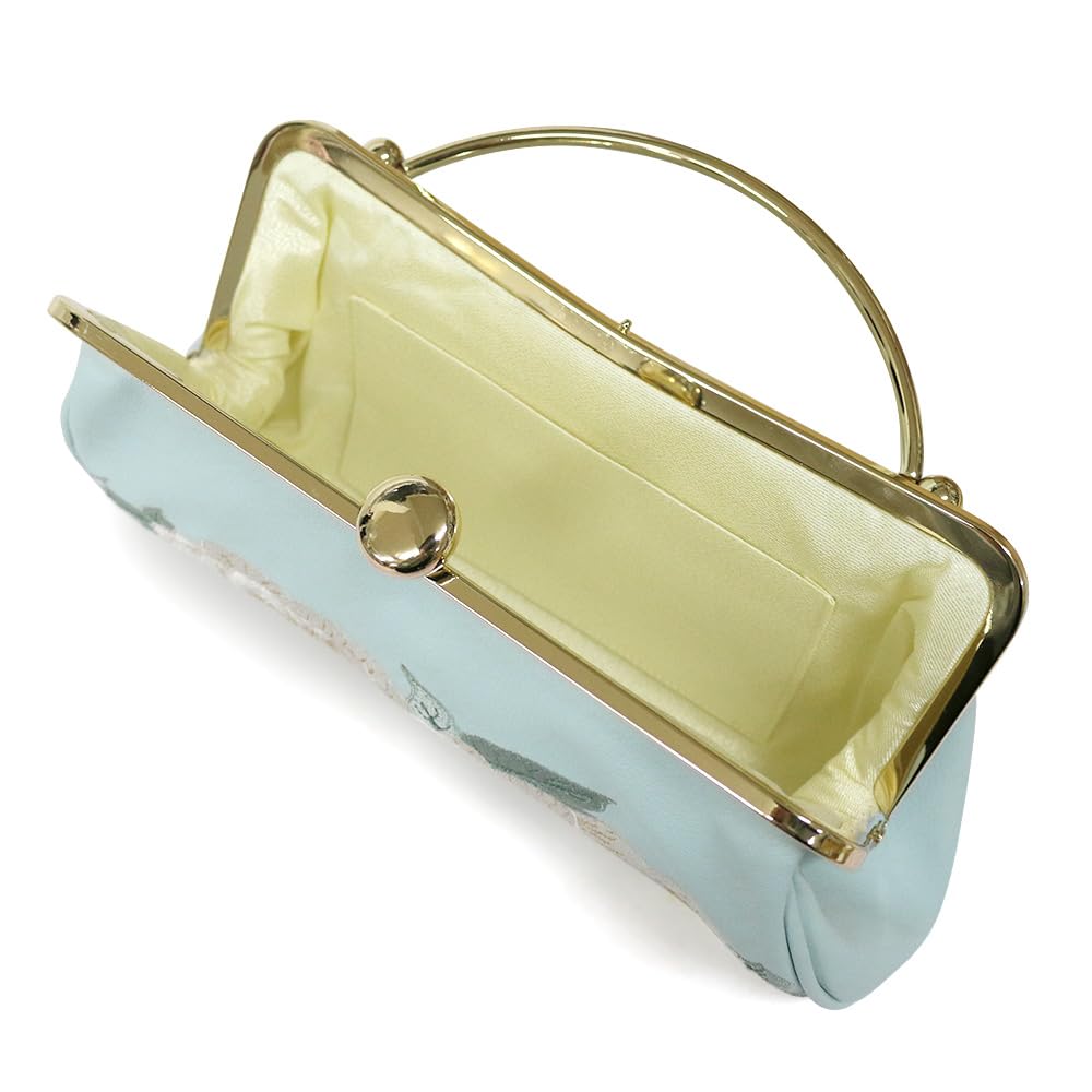 [кафе кимоно] Сумка-клатч Фурисоде с вышивкой пионов, Белая и синяя, На застежке, Элегантная, Хакама, Выпускной, Свадьба, Кимоно 6030006297993