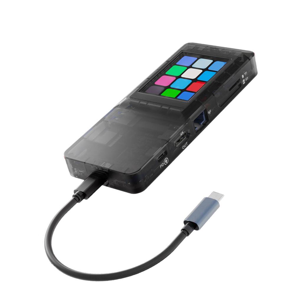USB-хаб док-станция с сенсорным управлением, ЖК-экраном, RJ45, слотами для карт памяти (SD/TF), поддержкой PD 100 Вт, HDTV 3840*2160 для ноутбука