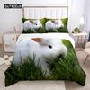 Rabbit Comforter Duvet Cover Set Lovely Little Rabbit Decor Bedding Set for Kid Girl Polyester Animal Theme King Comforter Cover