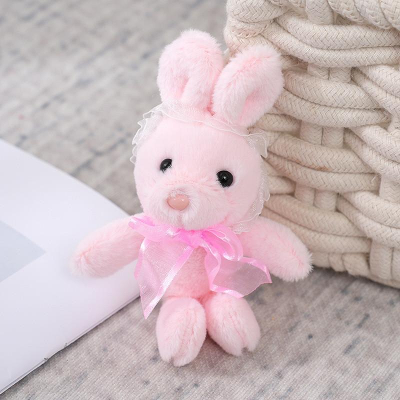 Adorable Lace Bunny Plush Toy Soft And Fluffy Stuffed Animal Doll Keychain