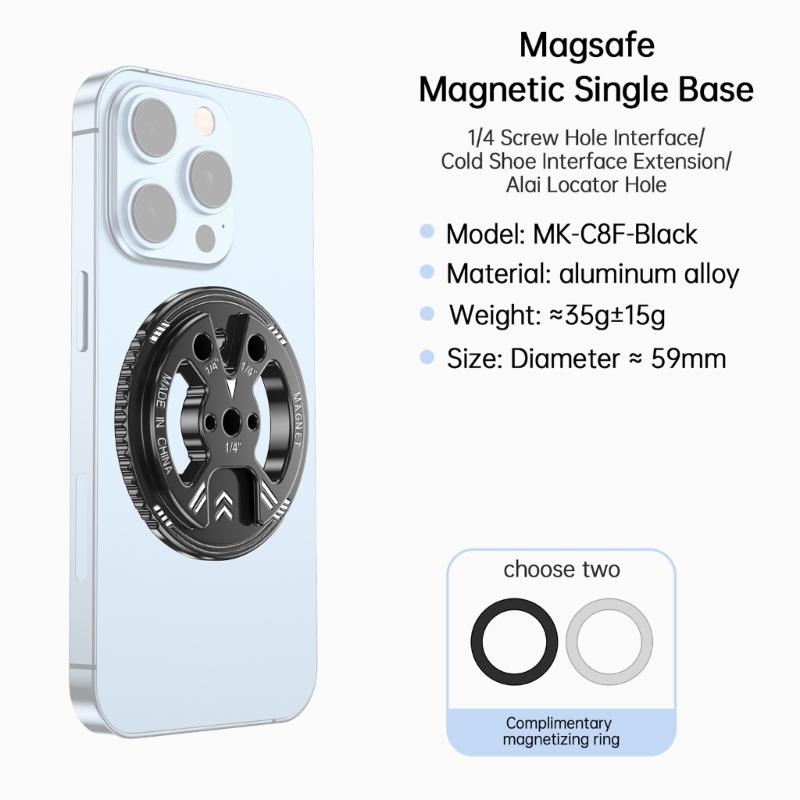 Универсальный магнитный адаптер для телефона с креплением «холодный башмак» и резьбой 1/4 дюйма для кронштейна штатива камеры, держатель для телефона из алюминиевого сплава