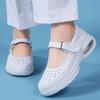 Leather Air Cushion Nurse Shoes Breathable Women Ladies Thick Soled Shoes Non-Slip White Medical Shoes One-Step Flat
