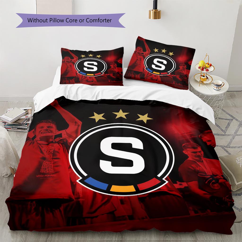 Sparta Prague football logo Pattern Bedding Home Decoration Birthday Gift (1 * duvet cover + 2 * pillowcase, without core)