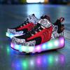Светящиеся кроссовки со съемными колесами для мальчиков и девочек, могут быть кроссовки с двойными колесами для катания на коньках, детские ботинки для катания на роликах