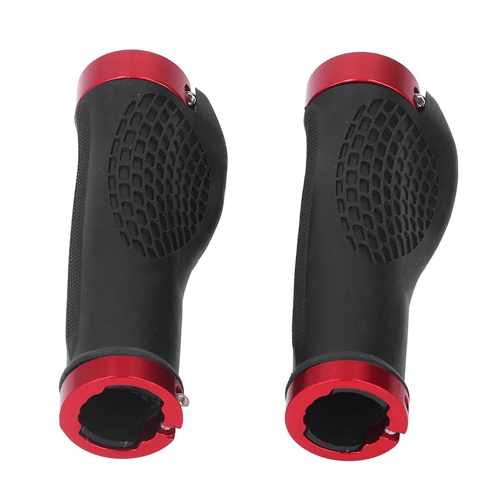 Mountain Bike Grips PP TPR Nonslip Safe Cellular Surface Ergonomic Design Metal Sides Bike Handlebar Grips Red