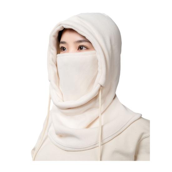 Шарф-капюшон Шапка Женская Мужская Осень Зима Головной убор для верховой езды Однотонный Регулируемая кулиска Защита лица Головной убор
