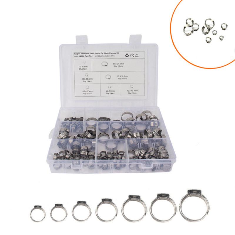 120 шт. 5,8-21 мм Одинарные ушки Плюс Гидравлические О-клипсы из нержавеющей стали Хомуты для шлангов