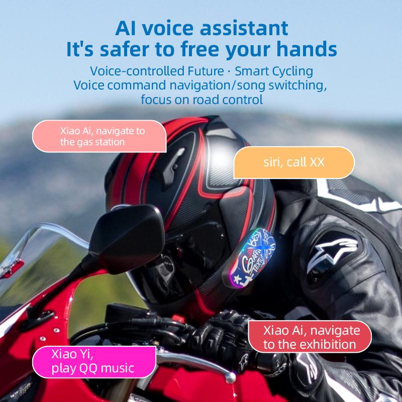 Мотошлем Bluetooth-динамик со светодиодной подсветкой, Водонепроницаемая IP65 рация, Опциональный мягкий/жесткий микрофон