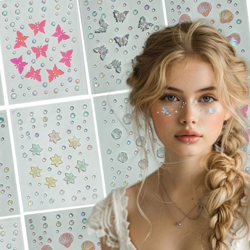 Rhinestones Temporary Diamond Gems Sticker Crystal Tattoo Adhesive Festival Party Eyes Face Body Makeup Nail Art Decor Sticker