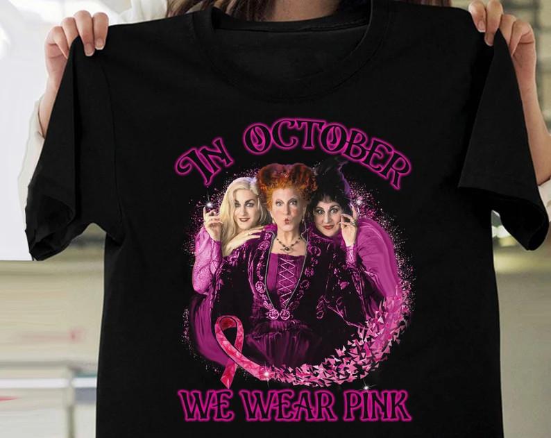 Hocus Pocus October Wear Pink Breast Cancer Halloween T-Shirt S-5XL