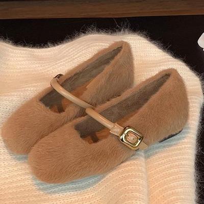 Стиль балета усиливается словом «пушистые», Мэри Джейн, новые модели осени и зимы, превосходный зарубежный стиль, нежная мягкая подошва, бархатные туфли-лодочки wom