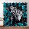Leopard Flower Window Curtain Living Room Tiger Block Out Curtains For Bedroom Dorm Wild Lion Rose Aesthetic Home Decor 2 Panels