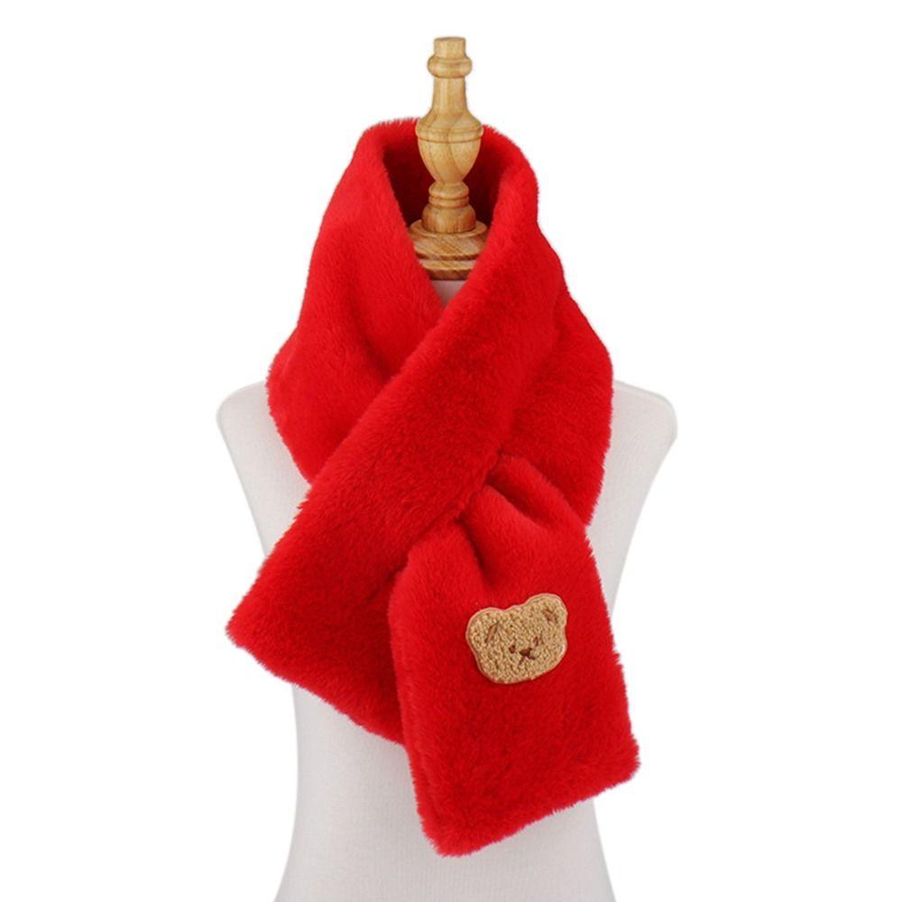 Women Faux Rabbit Fur Plush Shawl Neck Warmer Solid Color Cross Scarf Neckerchief Wrap