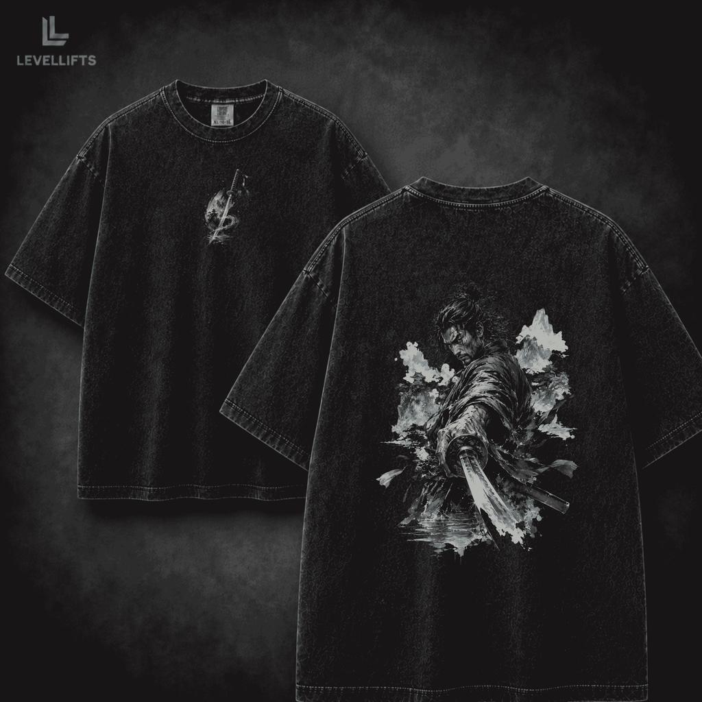 Samurai Manga Shirt, Musashi Ronin Anime Tee, Vintage Wash Gym Streetwear