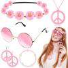 60's 70s Style Hippie Costume Accessories Set Necklace Earrings  for Groovy Party Girls