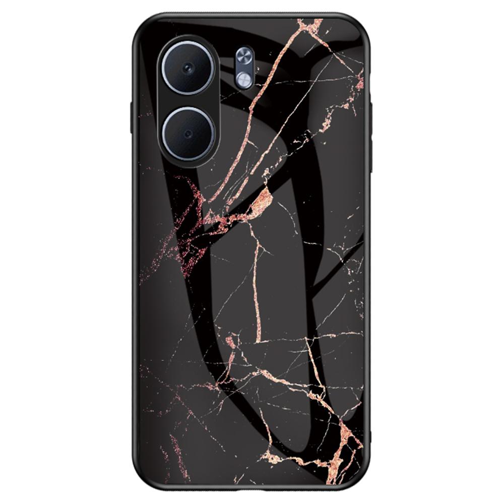 For Oppo A5x 4G/5G Case Marble Pattern Tempered Glass+PC+TPU Protective Phone Cover