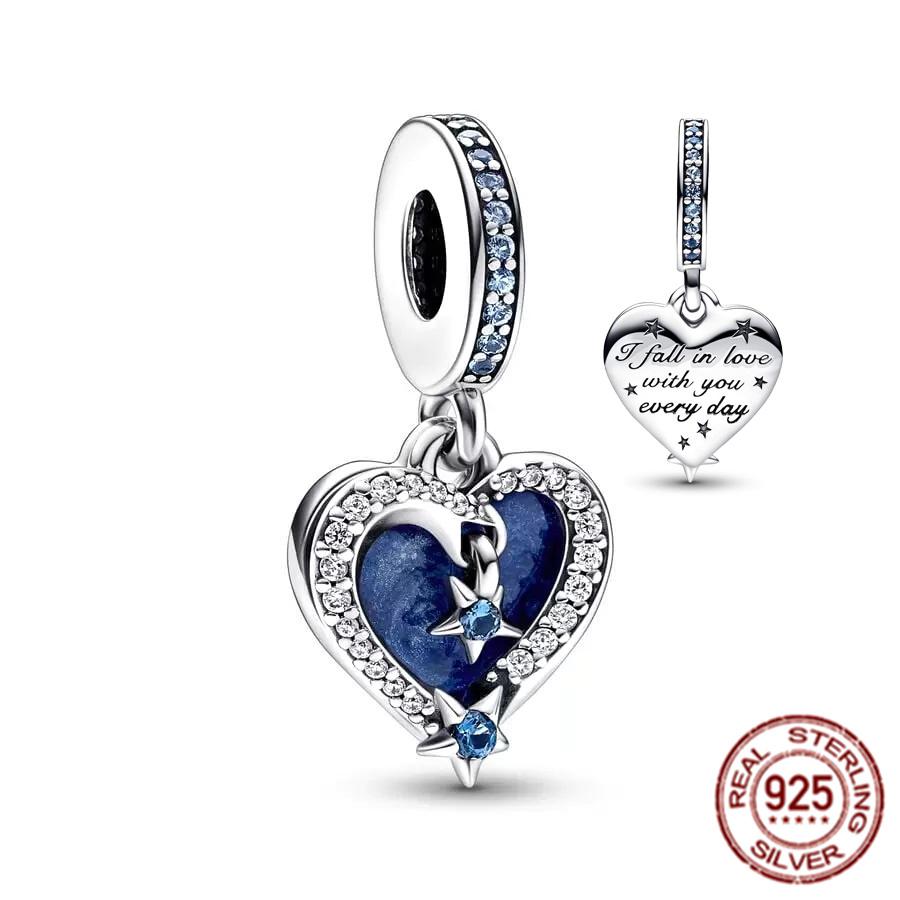 New Star Heart Double &Snowflake Snow Globe Dangle Charm Bead Fit Original Silver 925 Fasion Bracelet Bangle Diy Women Jewelry