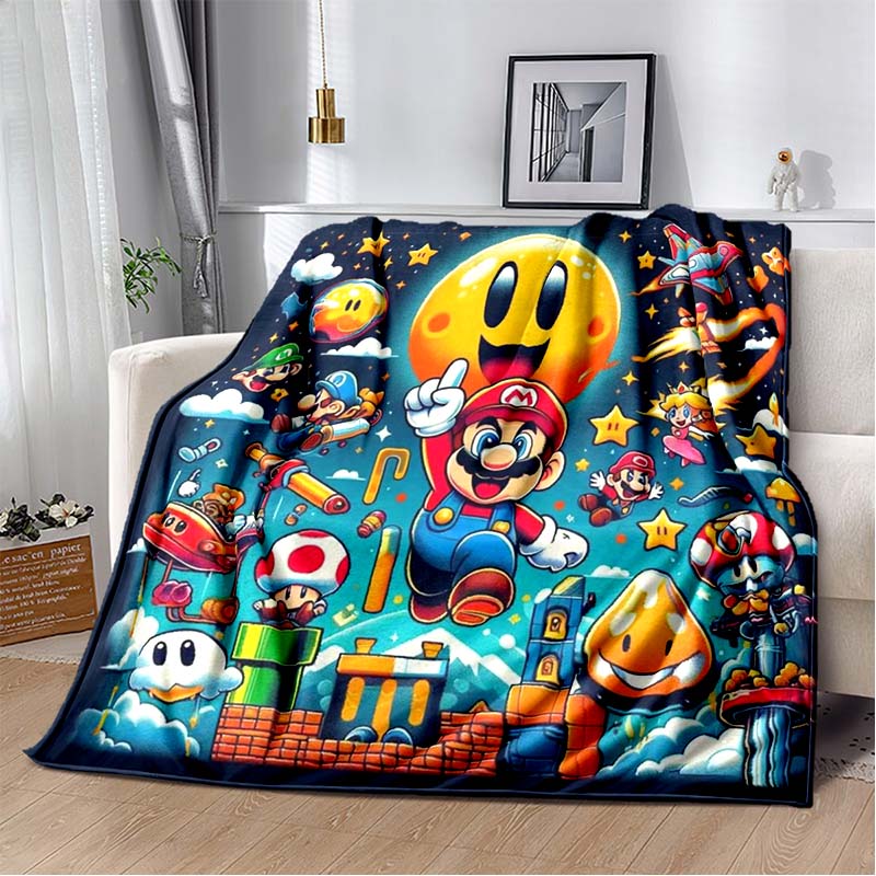 Super Mario game blanket, warm and comfortable flannel blanket, suitable for bedrooms, sofas, beds, chairs