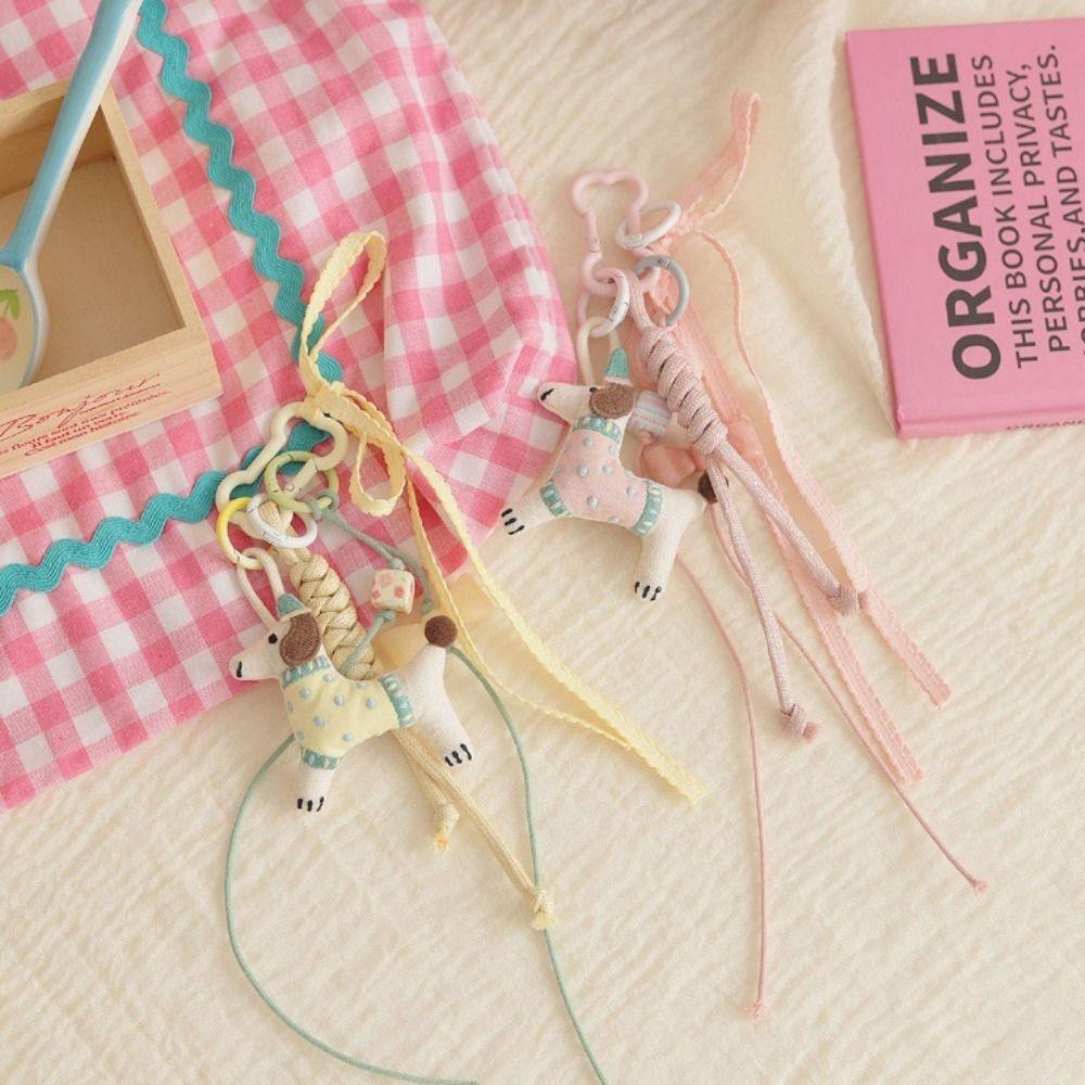 Polyester Braided Rope Bag Pendant Fabric Animal Couple Keyring  Girls Couple Girlfriends