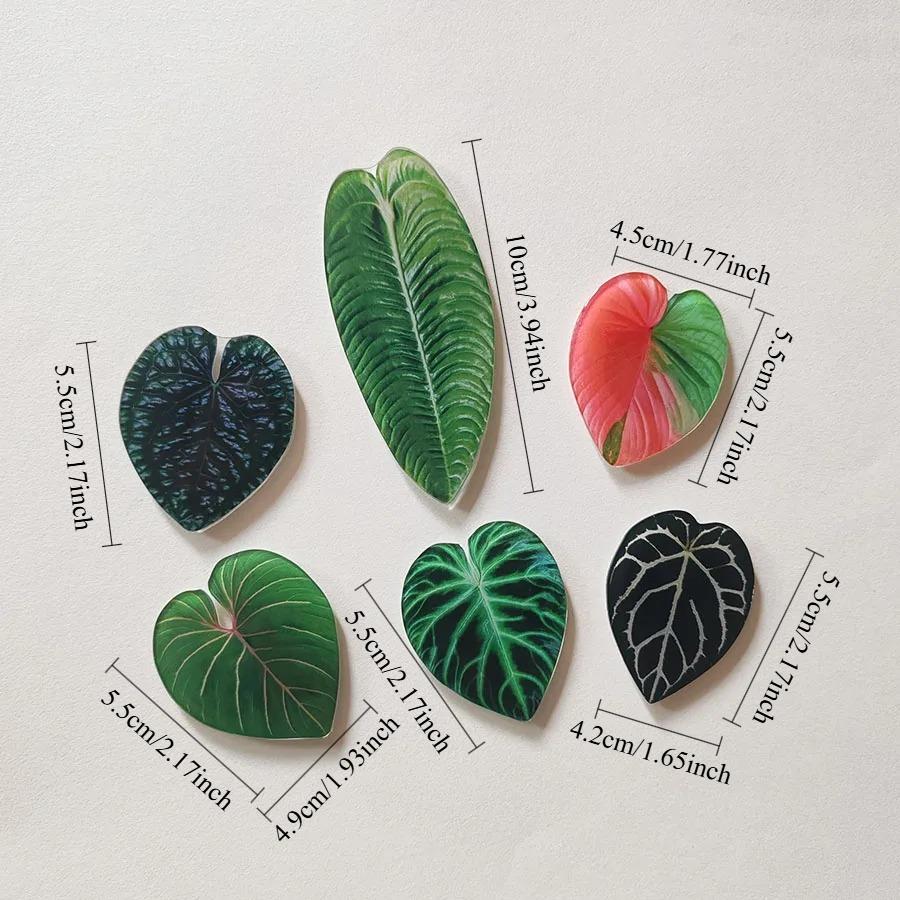 6pcs Creative Lifelike Tropical Green Plants Refrigerator Magnets Cute Refrigerator Magnets Whiteboard Sticker Decorative