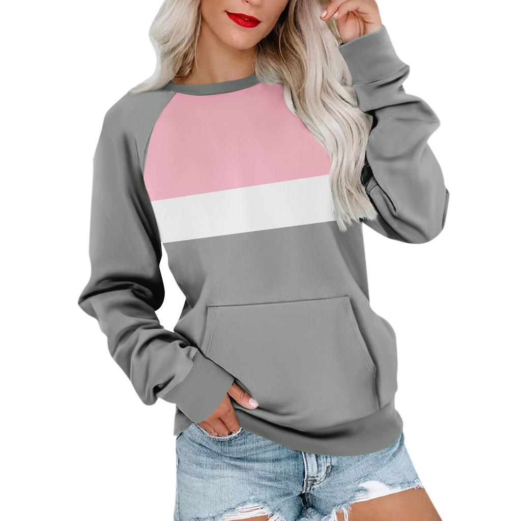 Womens Long Sleeve Sweatshirt Casual Crewneck Cute Pullover Tops Printing Lightweight Sweatshirt With Pocket