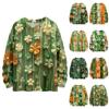 Women's Fashion Casual Long Sleeve St. Patrick's Print Round Neck Woolen Knit Pullover Top