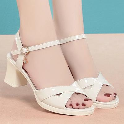 5см 8см Удобные босоножки на среднем блочном каблуке Женские Летние 2025 Мягкая кожа Обувь на платформе для офиса Мама Модель Пляж