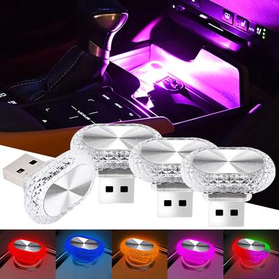 1/2 шт. Светодиодная подсветка салона автомобиля, Атмосферная подсветка, Мини USB, Декоративный свет, Подсветка салона, RGB-цвет, Автоаксессуары, Подключи и работай