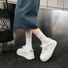 Platform White Shoes Women's Autumn New Leather Versatile Sports and Leisure Shoes Comfortable Soft Sole Lightweight Board Shoes