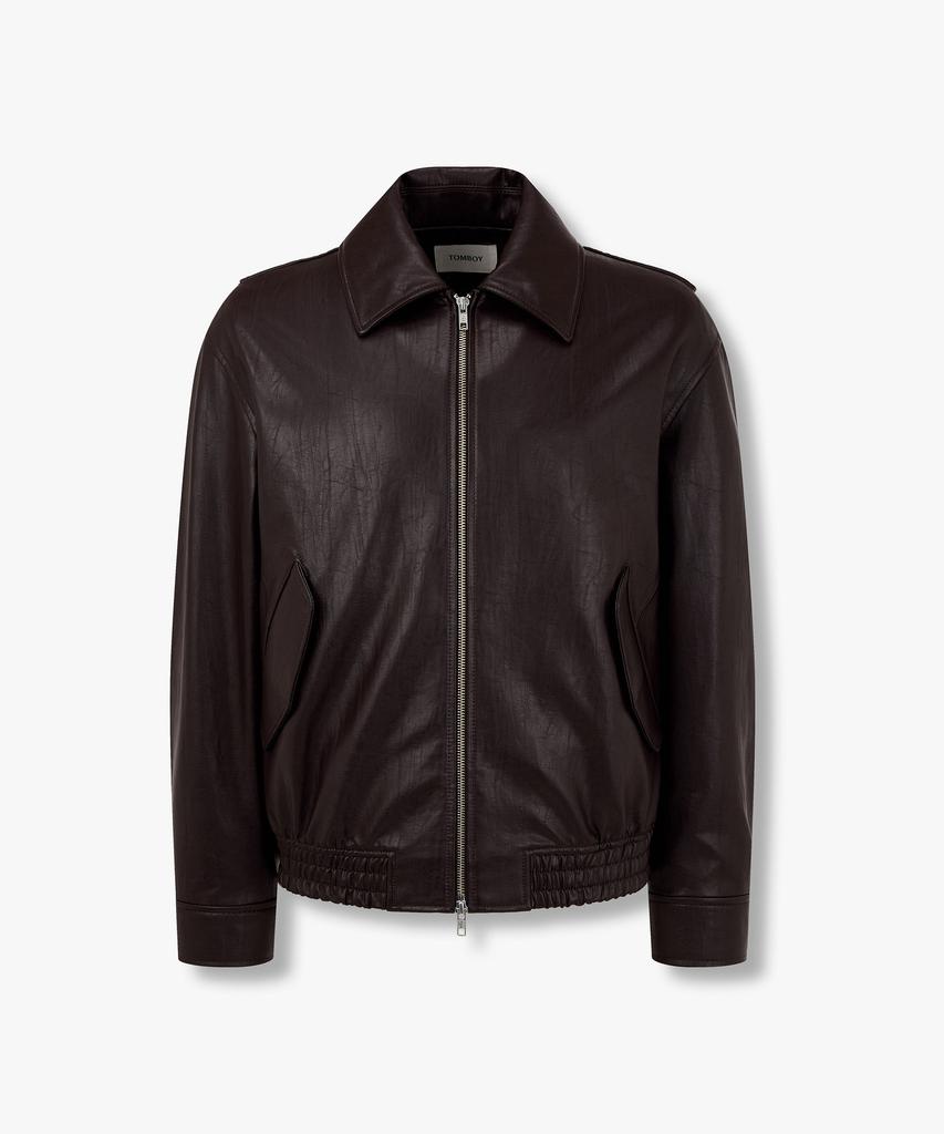 Studio Tomboy [Men] Blouson Zip-Up Synthetic Leather Jumper_Dark Brown 9156161110