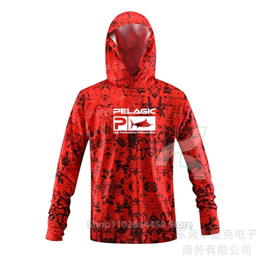 Pelagic fishing clothing summer camouflage sunscreen clothing breathable hooded fishing sportswear quick-drying T-shirt available