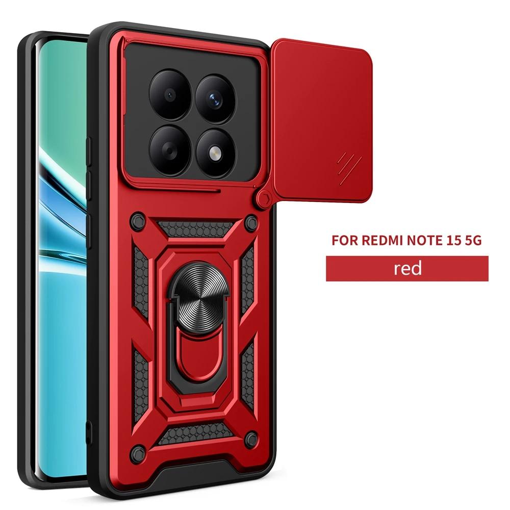 Чехол-подставка Funda для Xiaomi Redmi Note 15 Pro 5G 4G / Note15 Pro Plus 5G Чехол со шторкой для камеры Кольцо-подставка Ударопрочный Чехол Capa