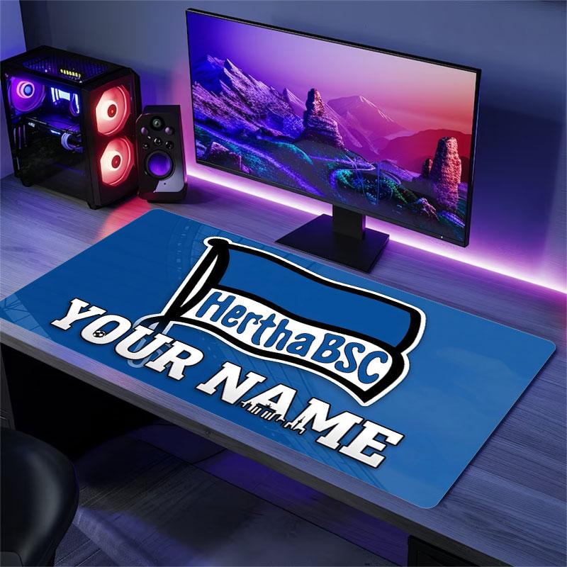 Custom Name,Hertha BSC Mouse Pad, Large Gaming Desk Mat, Non-slip XXL Mousepad for Laptop & Tablet, Mini PC Playmat with Stitched Edges