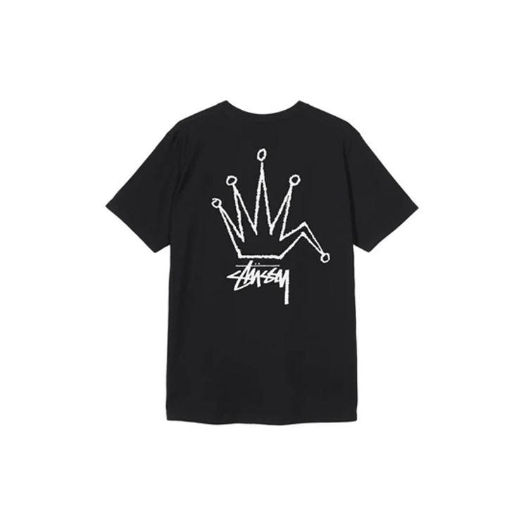 Stussy Старая корона Футболка Классический логотип Короткий рукав Американский винтаж Футболка Унисекс Топы 1904510-ЧЕРНЫЙ